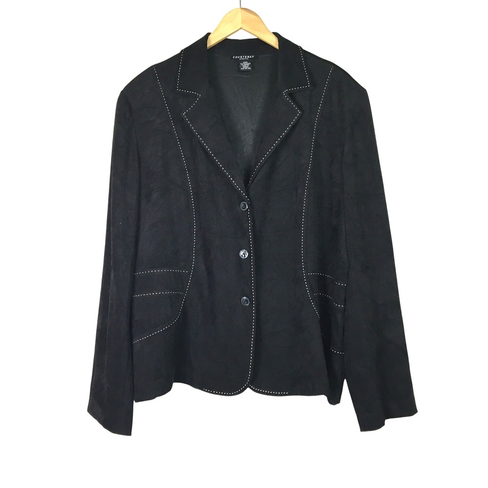 Courtenay Stretch Contrast Stitch Moleskin Suede Blazer 20W Black